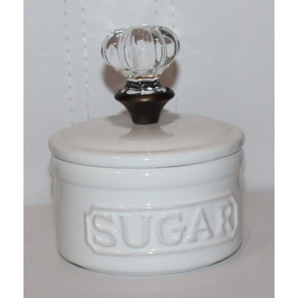 Mud Pie Door Knob Sugar Bowl white ceramic 2015 Mudpie